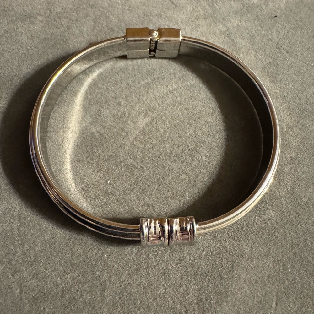 Silver Tone Statement Hinged Cuff Bracelet - image 2